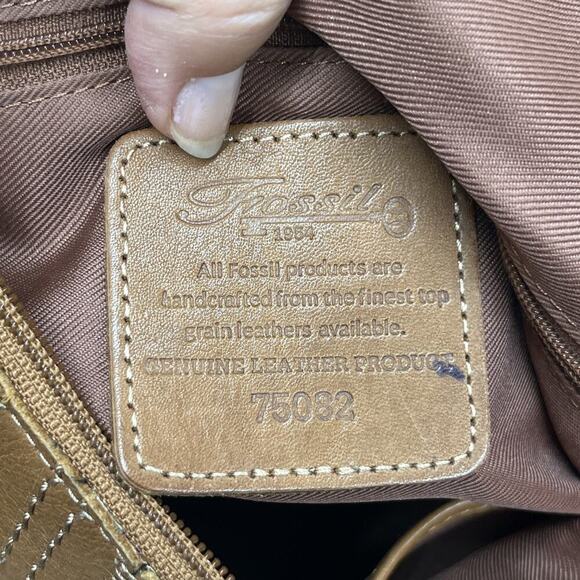 Vintage Y2K Fossil Hobo Handbag Brown Leather Purse Shoulder Bag Western - Picture 3 of 10